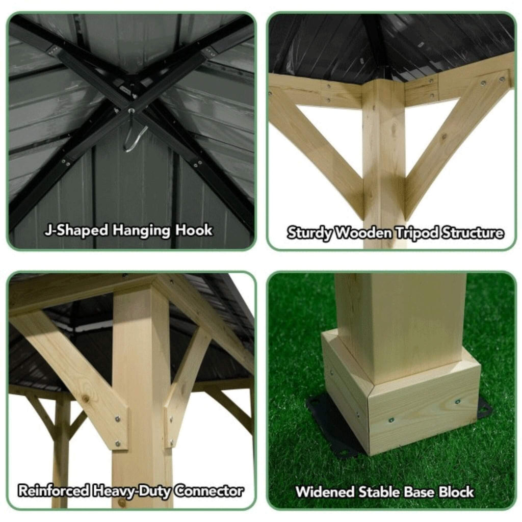 [10x10FT] Premium Outdoor Patio Hardtop Gazebo W/ Double Steel Roof (SAK01291) - Saksby Wholesale - Parts View