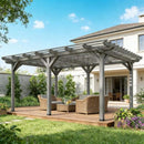 [09X12FT] Premium Outdoor Wooden Grape Trellis Pergola (SAK18579) - Saksby Wholesale - Gray Lifestyle In Backyard