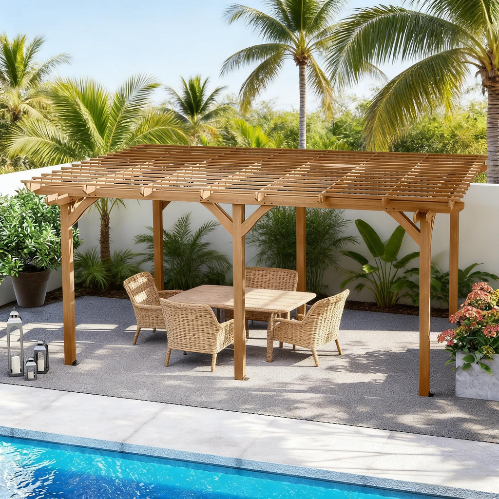 [09X12FT] Premium Outdoor Wooden Grape Trellis Pergola (SAK18579) - Saksby Wholesale - Lifestyle Image