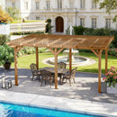 [09X12FT] Premium Outdoor Wooden Grape Trellis Pergola (SAK18579) - Saksby Wholesale - Poolside Setup