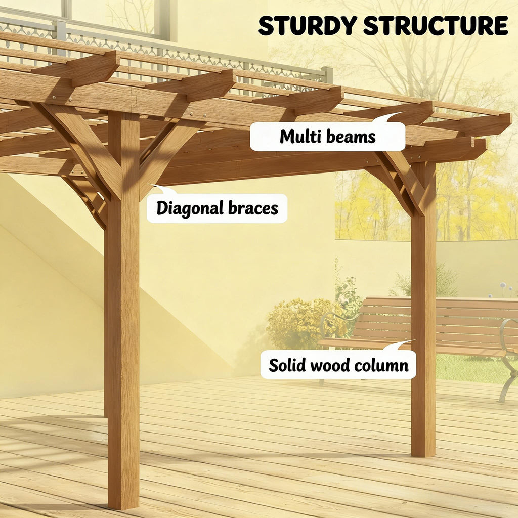[09X12FT] Premium Outdoor Wooden Grape Trellis Pergola (SAK18579) - Saksby Wholesale - Structure Features