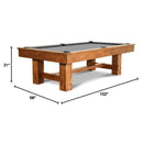 8FT Premium Professional Presli Slate Native Acacia Solid Wood Billiard Pool Table (SAK90428) - Saksby Wholesale - Dimensions View