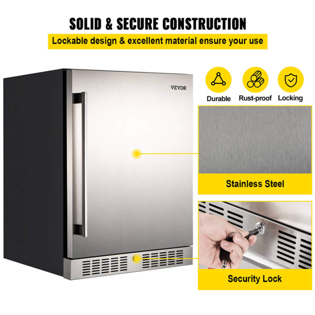Premium Single Door Stainless Steel Built-In Wine Beverage Undercounter Refrigerator, 5.3 Cu.Ft. (SAK95276) SAKSBY - Material Details View