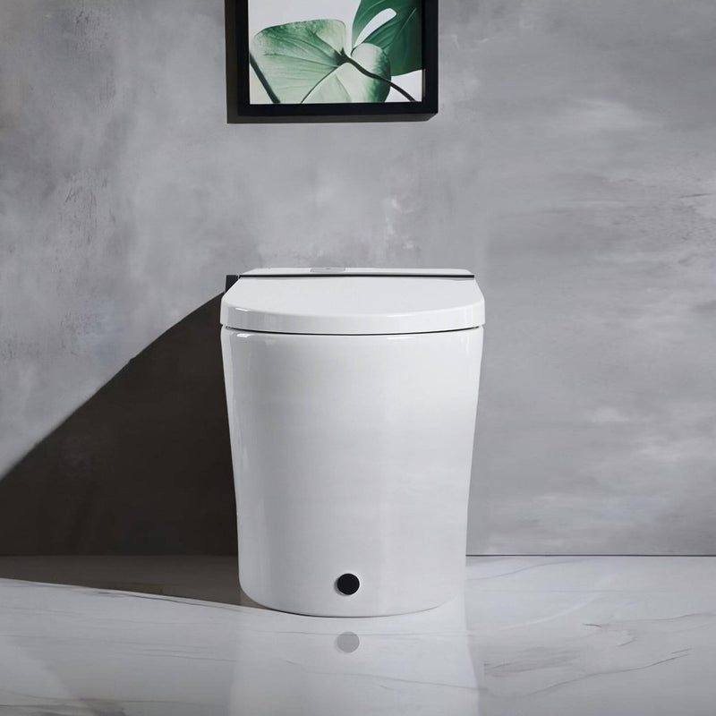 Premium Smart Toilet With Bidet Seat, Foot Sensor, Auto Open And Close Lid, LED Display, Night Light, Warm Water Wash, Air Dryer, Revolving Lamp, And Side Knob Controls (SAK81465) - Saksby Wholesale - Actual Setup