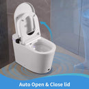 Premium Smart Toilet With Bidet Seat, Foot Sensor, Auto Open And Close Lid, LED Display, Night Light, Warm Water Wash, Air Dryer, Revolving Lamp, And Side Knob Controls (SAK81465) - Saksby Wholesale - Automatic