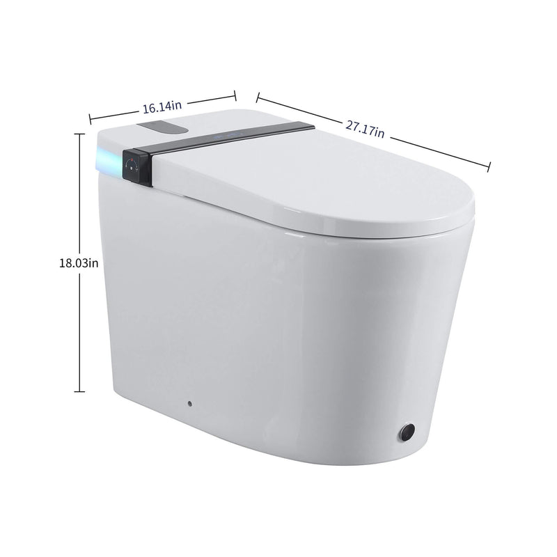 Premium Smart Toilet With Bidet Seat, Foot Sensor, Auto Open And Close Lid, LED Display, Night Light, Warm Water Wash, Air Dryer, Revolving Lamp, And Side Knob Controls (SAK81465) - Saksby Wholesale - Dimensions