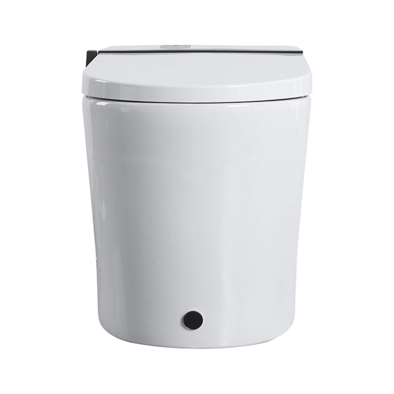 Premium Smart Toilet With Bidet Seat, Foot Sensor, Auto Open And Close Lid, LED Display, Night Light, Warm Water Wash, Air Dryer, Revolving Lamp, And Side Knob Controls (SAK81465) - Saksby Wholesale - Front View