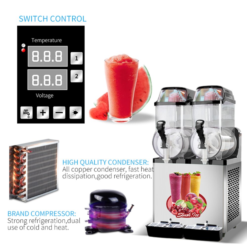 Premium Stainless Steel Margarita Frozen Drink Machine With 30L Double Tank Slushy Maker (SAK48253)-SAKSBY