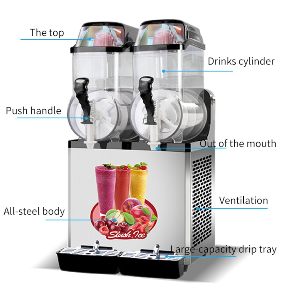 Premium Stainless Steel Margarita Frozen Drink Machine With 30L Double Tank Slushy Maker (SAK48253)-SAKSBY