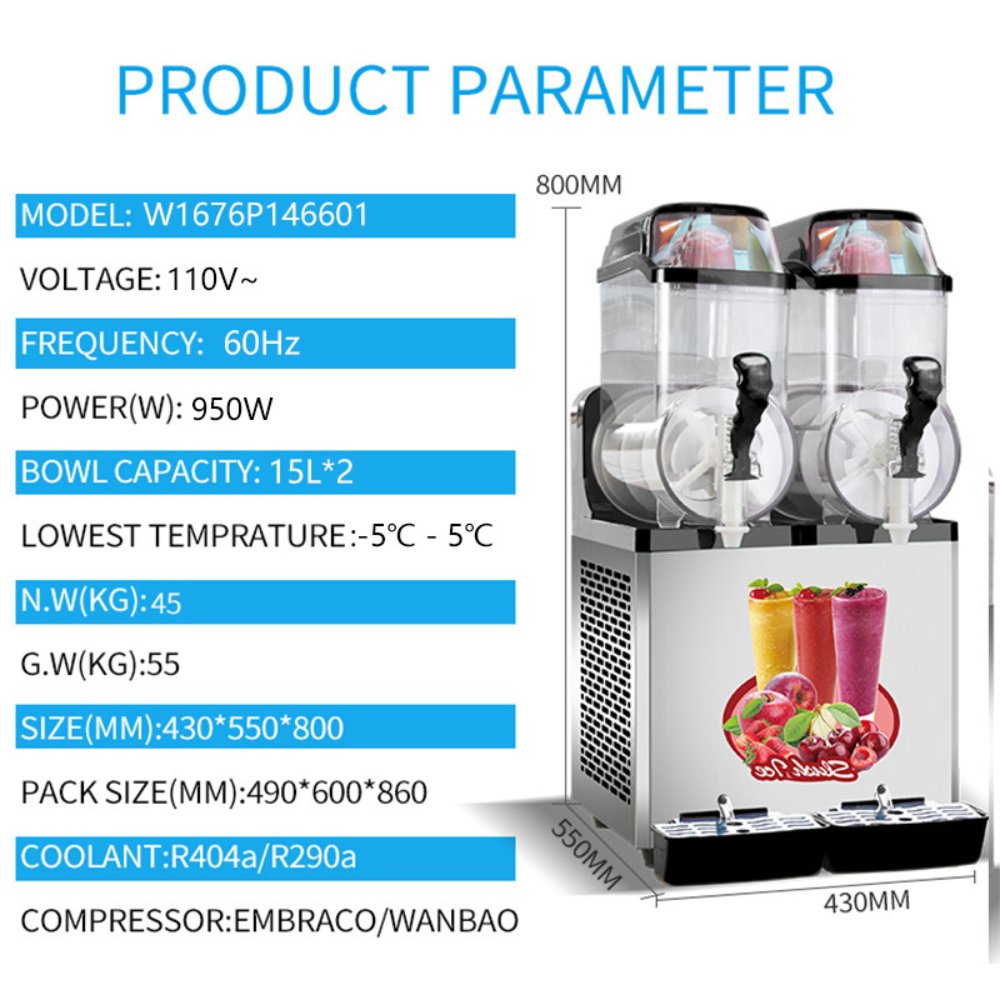 Premium Stainless Steel Margarita Frozen Drink Machine With 30L Double Tank Slushy Maker (SAK48253)-SAKSBY