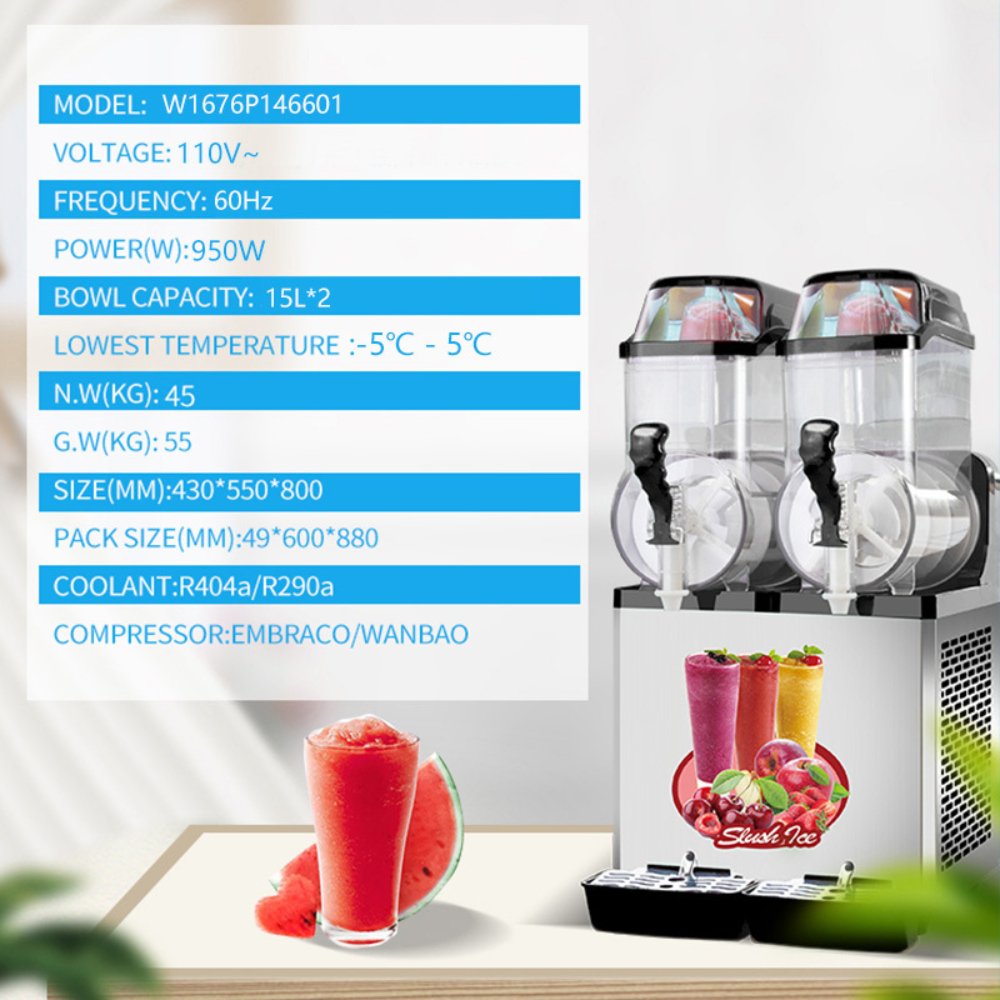 Premium Stainless Steel Margarita Frozen Drink Machine With 30L Double Tank Slushy Maker (SAK48253)-SAKSBY