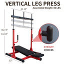 Premium Vertical Leg Press Machine With Adjustable Back And Head Rests For Home Gyms, 660LBS (SAK34819) - Saksby Wholesale - Dimensions View