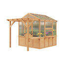 Premium Walk-In Spruce Wood Greenhouse With Pergola And Shelves (SAK75890) - Saksby Wholesale - Front Side View