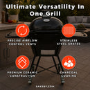 Primo Oval Large 300 All-In-One Ceramic Kamado Grill W/ Cradle, Side Shelves & Stainless Steel Grates [PGCLGC] (SAK21293) - Saksby Wholesale - Features