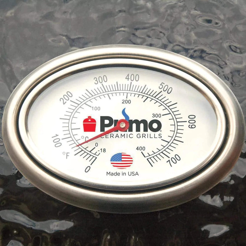 PRIMO All-In-One Oval Large 300 Ceramic Kamado Grill W/ Cradle, Side Shelves & Stainless Steel Grates - Zoom Parts View