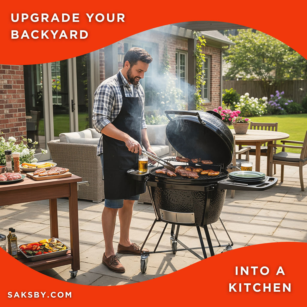 Primo Oval XL 400 All-In-One Kamado Charcoal Grill [PGCXLC] (SAK19358) - Saksby Wholesale - Lifestyle Image