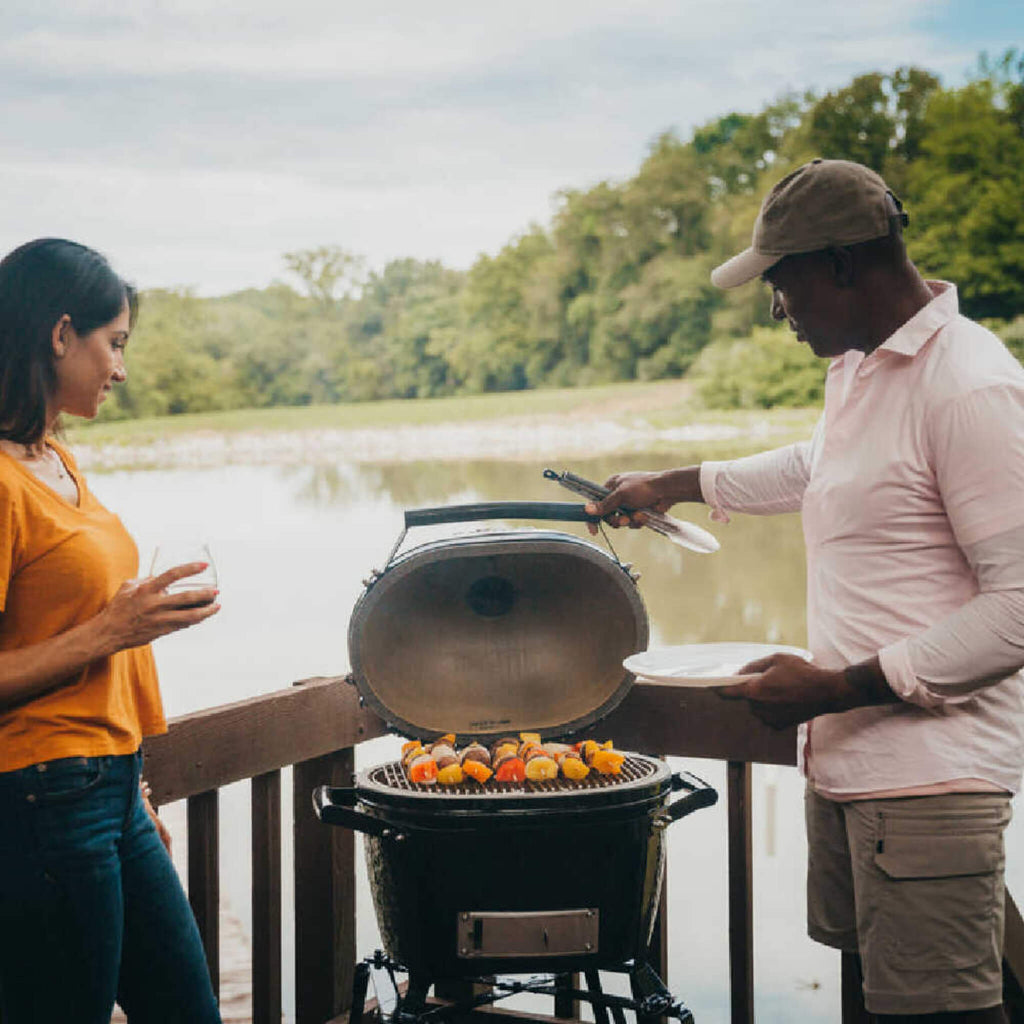 Primo Oval XXL Black Ceramic Kamado Charcoal Grill [PGCXXLH] (SAK25674) - Saksby Wholesale - Lifestyle Image
