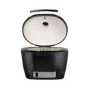 Primo Oval XXL Black Ceramic Kamado Charcoal Grill [PGCXXLH] (SAK25674) - Saksby Wholesale - Front View With Open Lid