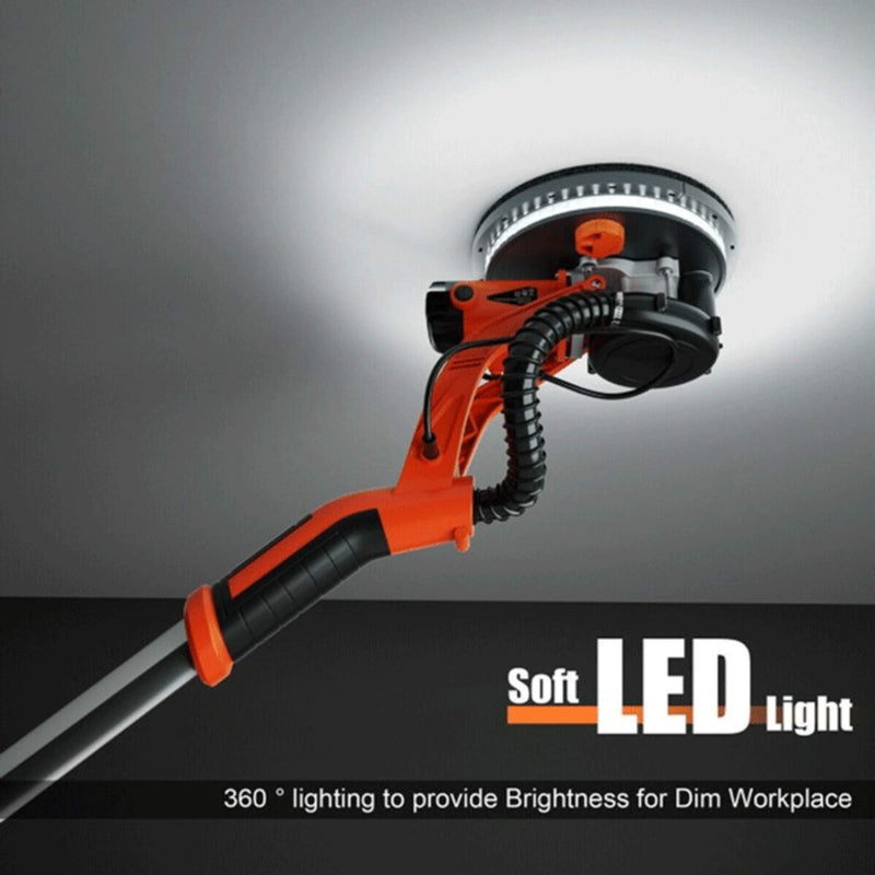 Professional Electric Drywall Ceiling Pole Sander W/ Vacuum, 750W (SAK97855) - Saksby Wholesale - LED Light View