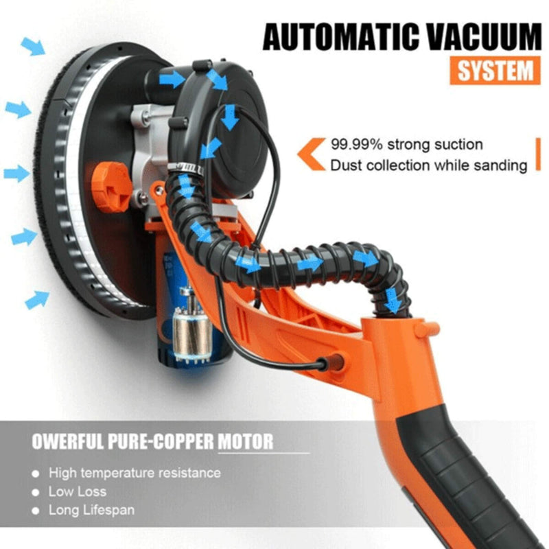 Professional Electric Drywall Ceiling Pole Sander W/ Vacuum, 750W (SAK97855) - Saksby Wholesale - System View