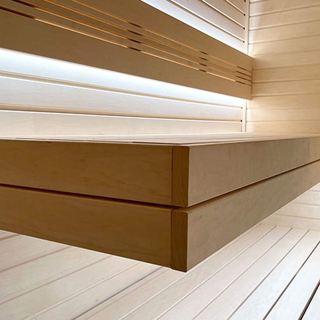 Prosaunas Aspen 2X4 S4SEE SHP Sauna Bench Wood With Smooth 4 Sides Eased Edges (SAK36780) - Saksby Wholesale - Lifestyle Image