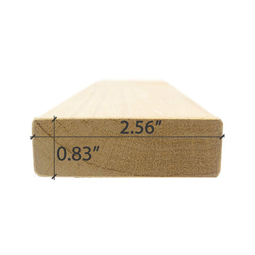 Prosaunas Smooth 4 Sides Eased Edges Sauna Wood 1x3 S4SEE SHP (SAK31579) - Saksby Wholesale - Dimension View