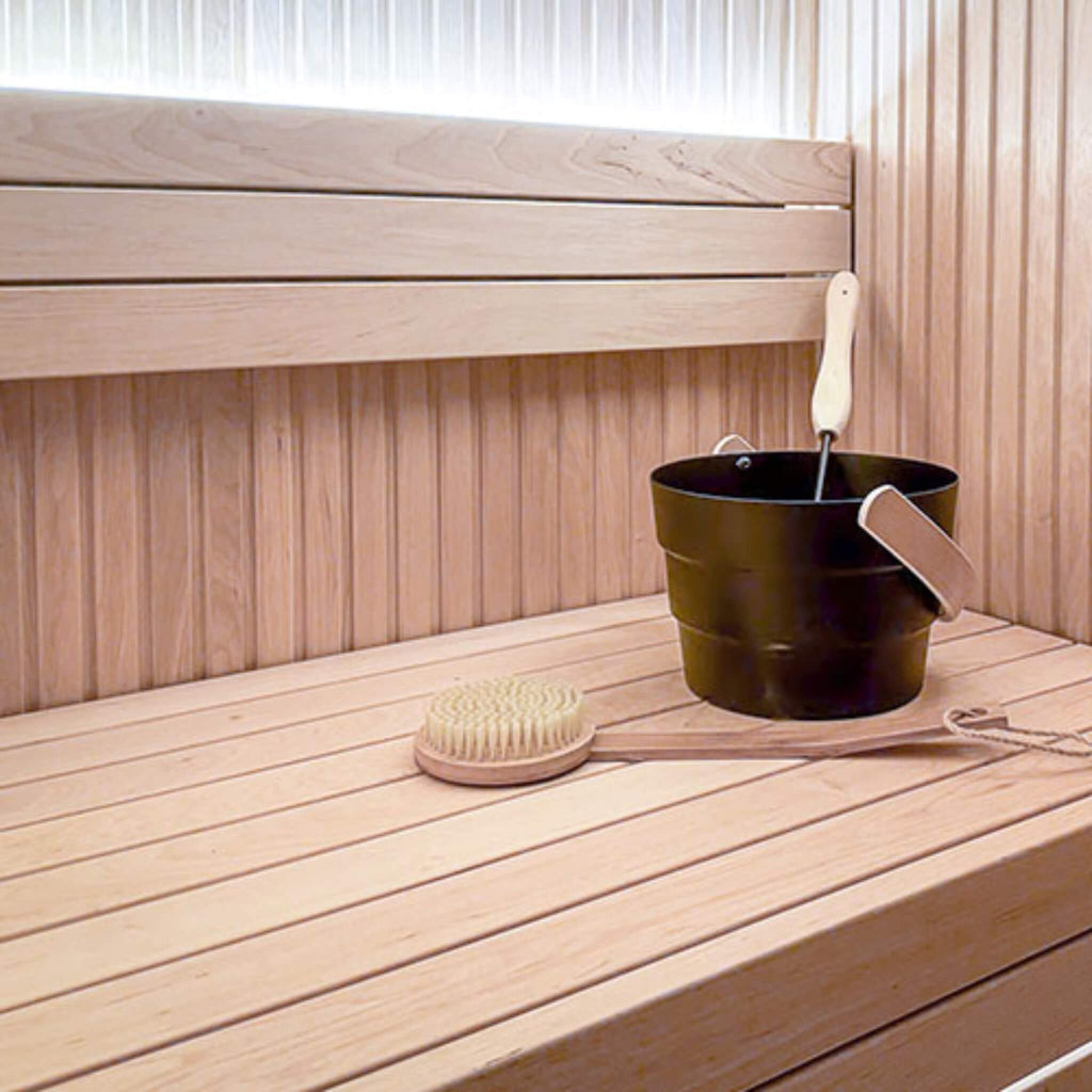 Prosaunas Smooth 4 Sides Eased Edges Sauna Wood 1x3 S4SEE SHP (SAK31579) - Saksby Wholesale - Inside Sauna Room View