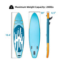 Puluomis Inflatable Stand Up Paddle Board W/ Kayak Seat, 10.6FT (SAK36811) - Saksby Wholesale - Dimensions View