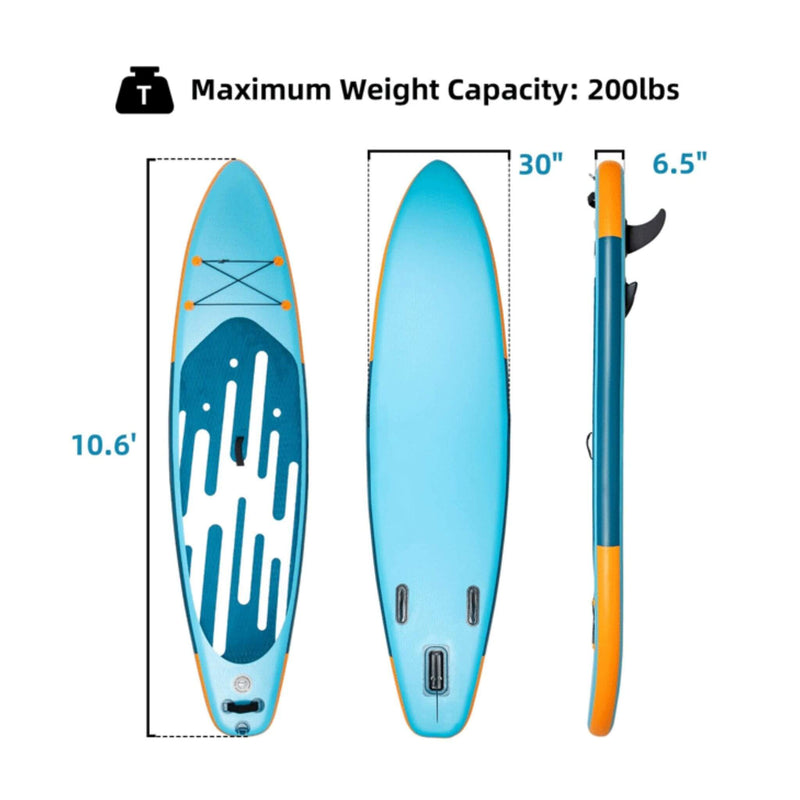 Puluomis Inflatable Stand Up Paddle Board W/ Kayak Seat, 10.6FT (SAK36811) - Saksby Wholesale - Dimensions View