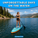 Puluomis 10.6FT Inflatable Stand Up Paddle Board W/ Kayak Seat (SAK36811) - Saksby Wholesale - Lifestyle Image With 1-Person Paddling