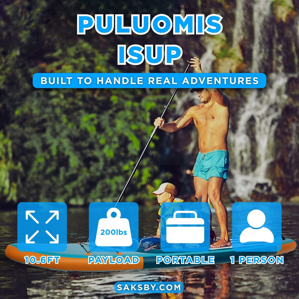 Puluomis 10.6FT Inflatable Stand Up Paddle Board W/ Kayak Seat (SAK36811) - Saksby Wholesale - Specs