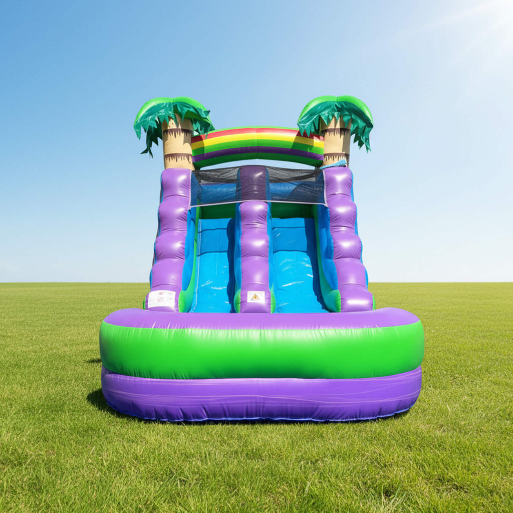 Purple Marble Inflatable Water Slide With Pool And Blower (SAK82910) - Saksby Wholesale - Lifestyle Front View