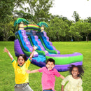 Purple Marble Inflatable Water Slide With Pool And Blower (SAK82910) - Saksby Wholesale - Lifestyle Image With Kids