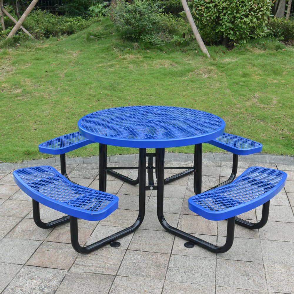 Refined Blue Round Outdoor Carbon Steel Picnic Table 46" (SAK38219)-SAKSBY