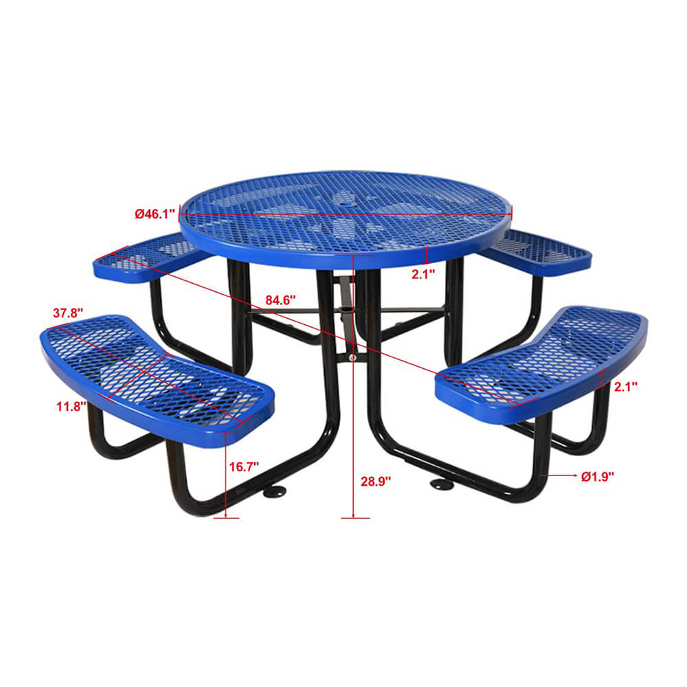 Refined Blue Round Outdoor Carbon Steel Picnic Table 46" (SAK38219)-SAKSBY