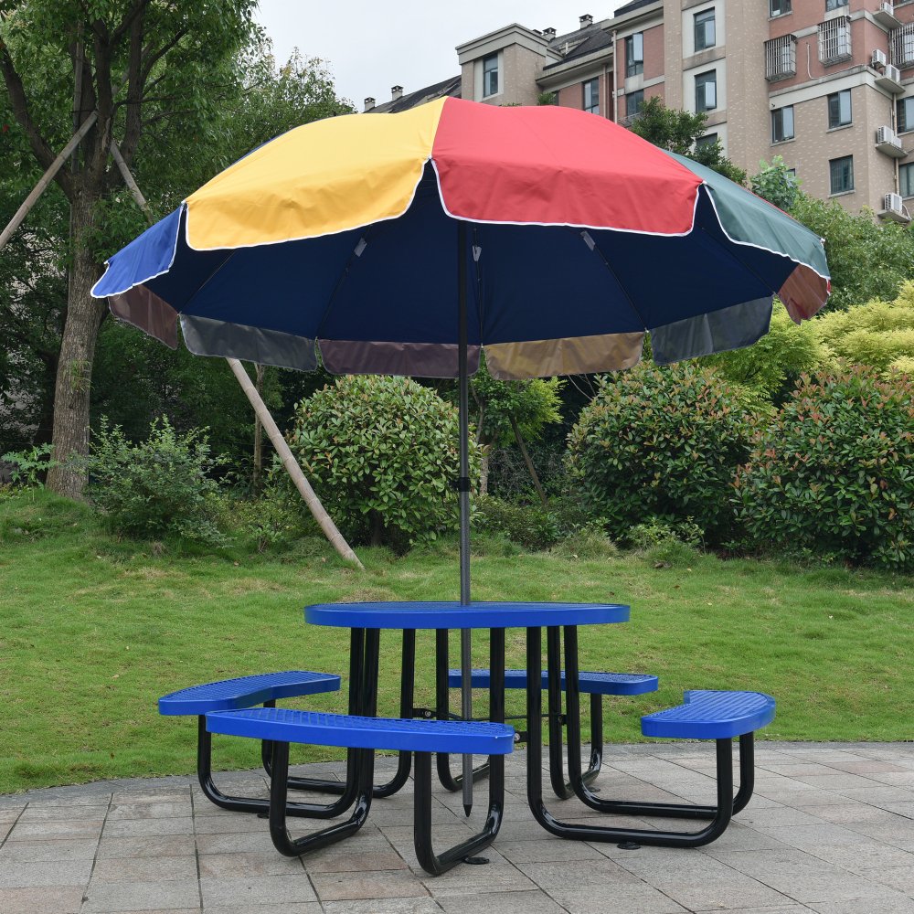 Refined Blue Round Outdoor Carbon Steel Picnic Table 46" (SAK38219)-SAKSBY