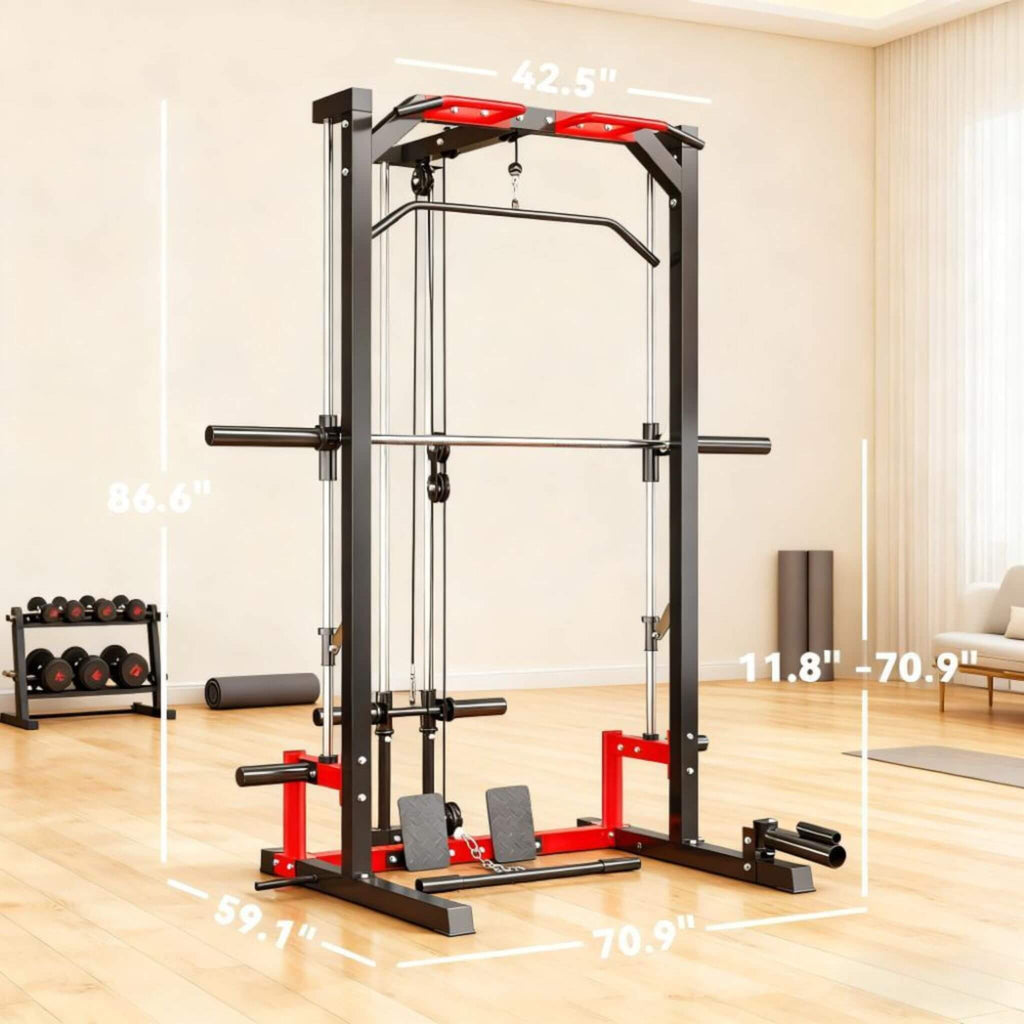 Rovix All-In-One Home Gym Squat Rack With Pull Up And Lat System (SAK95431) - Saksby Wholesale - Dimensions