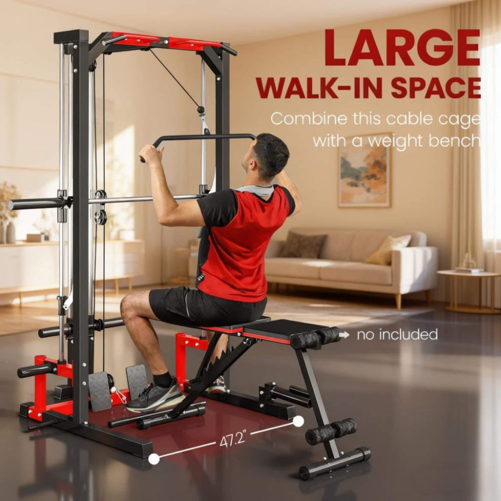 Rovix All-In-One Home Gym Squat Rack With Pull Up And Lat System (SAK95431) - Saksby Wholesale - Large Walk-In Space