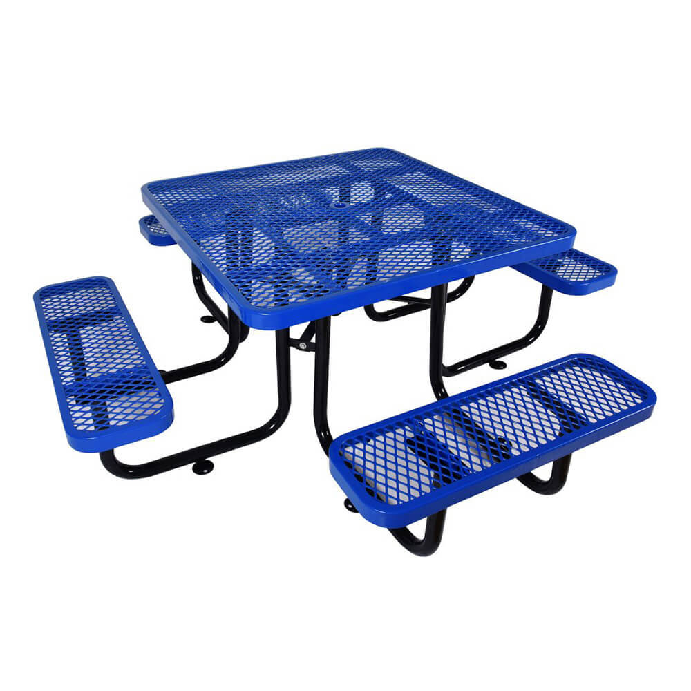 Royal Blue Square Steel Picnic Table 46" With Umbrella Pole (SAK14673)-SAKSBY
