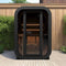 SaunaLife Model CL3G Cube Series Outdoor 2-Person Home Sauna Kit - Front View in Backyard
