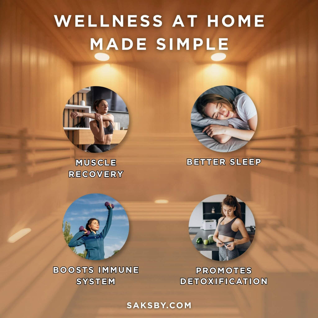 SaunaLife Model GL4 Luxury-Series Outdoor 4-Person Home Sauna Kit [GL4] (SAK21633) - Saksby Wholesale - Benefits View