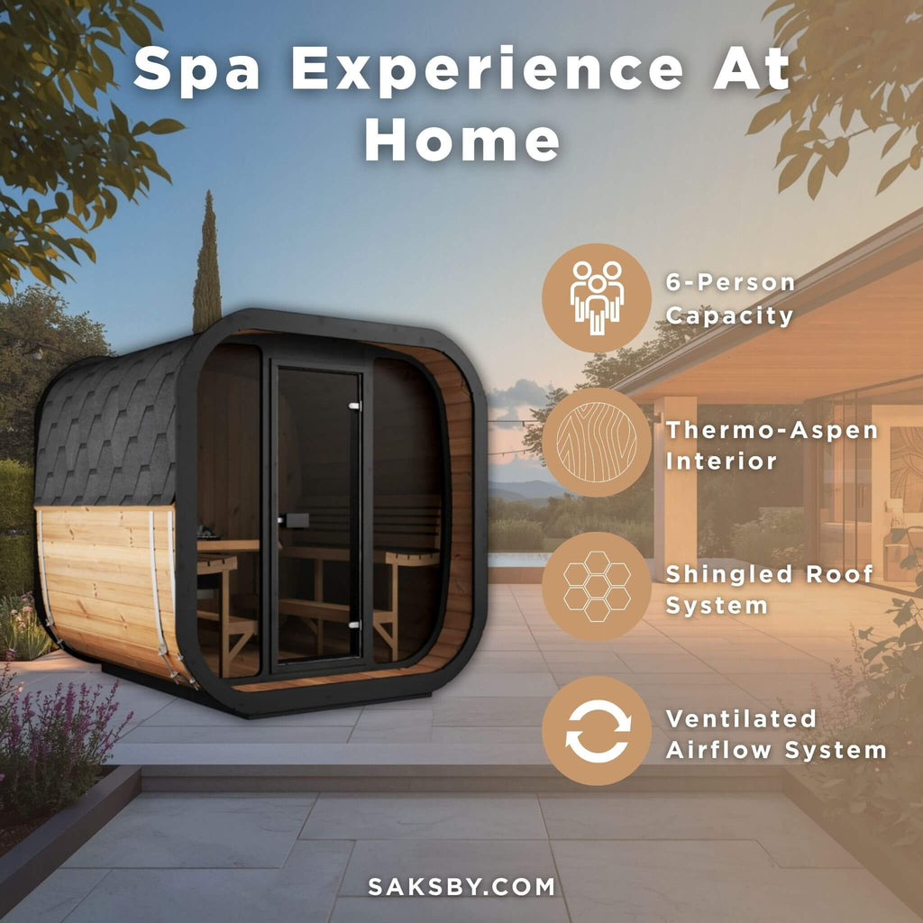 SaunaLife Model CL7G 6-Person Cube-Series Luxury Wooden Outdoor Home Sauna Kit [SL-MODELCL7G] (SAK95274) - Saksby Wholesale - Features View