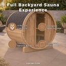 SaunaLife Model E6 Ergo Series 3-Person Thermo-Spruce Backyard Sauna Barrel [SL-MODELE6] (SAK38572) - Saksby Wholesale - Product Features View