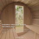 SaunaLife Model E6 Ergo Series 3-Person Thermo-Spruce Backyard Sauna Barrel [SL-MODELE6] (SAK38572) - Saksby Wholesale - Wood Technology Features View