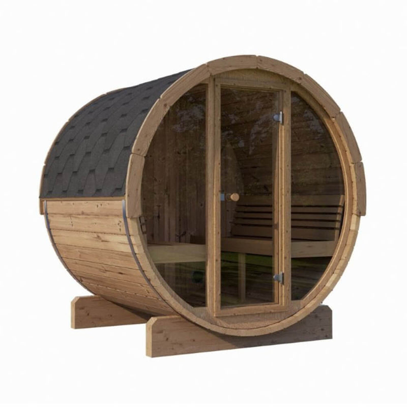 SAUNALIFE Model E8G ERGO Series 6-Person Outdoor Sauna Barrel With Tempered Glass Front - SL-MODELE8G (SAK92814)