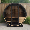 SAUNALIFE Model EE6G ERGO Series 4-Person Outdoor Sauna Barrel With Tempered Glass Front -  SL-MODELEE6G (SAK39412)