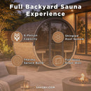 SaunaLife Model EE8G Ergo Series 6-Person Outdoor Sauna Barrel With Tempered Glass Front [SL-MODELEE8G] (SAK95812) - Saksby Wholesale - Product Features View