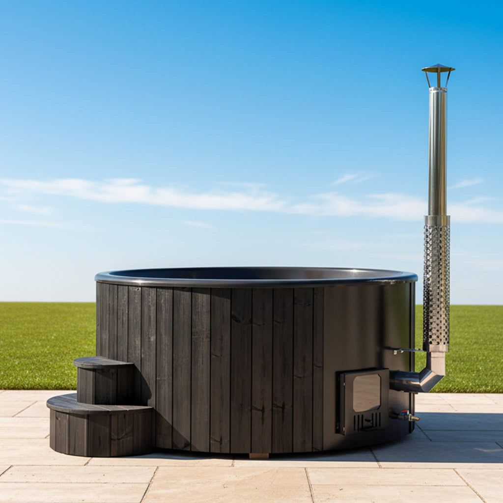 SaunaLife Model S6B 7-Person Soak-Series Home Wood-Burning Hot Tub [SL-MODELS6B] (SAK13679) - Saksby Wholesale - Lifestyle In Backyard