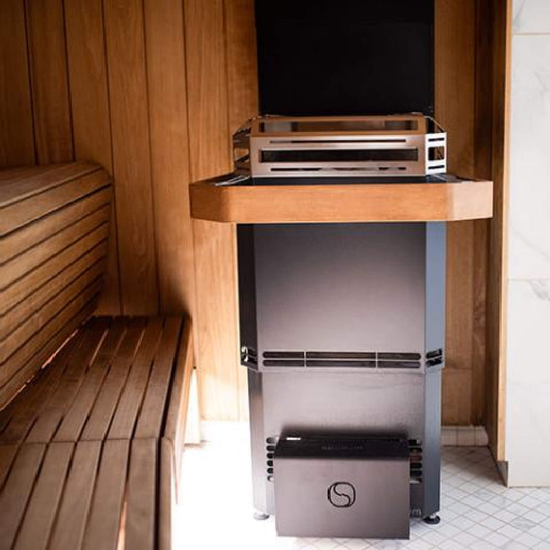 Saunum Air L Series Sauna Heater With Climate Equalizer And Temperature Sensor (SAK95263) SAKSBY - Inside Sauna Room View