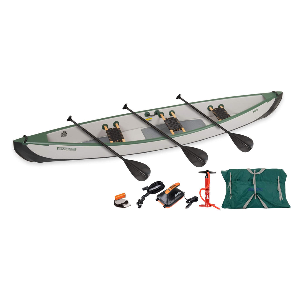 Sea Eagle 3-People TC16 High Pressure All Drop Stitch Inflatable Travel Canoe, 16FT [TC16] (SAK43086)